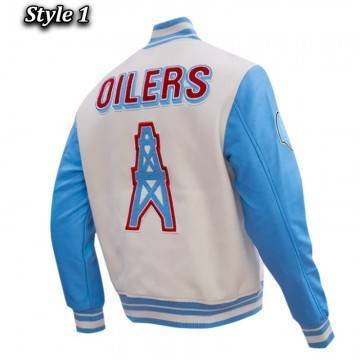 Houston Oilers Retro White Varsity Jacket