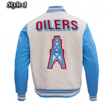 Houston Oilers Retro White Varsity Jacket