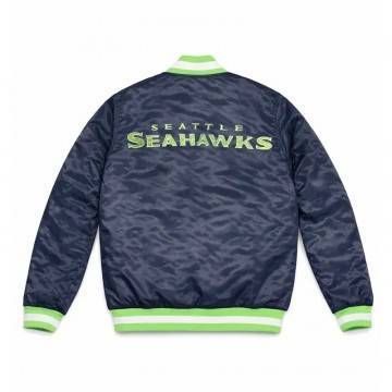 Seattle Seahawks Throwback Navy Satin Jacket