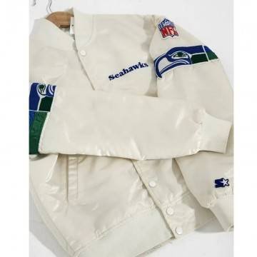 Seattle Seahawks 1990s White Satin Jacket Seattle Seahawks 1990s White Satin Jacket