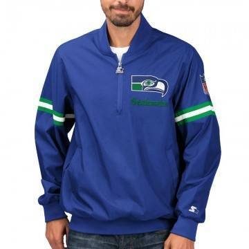 Seattle Seahawks Throwback Jet Half-Zip Blue Jacket Seattle Seahawks Throwback Jet Half-Zip Blue Jacket
