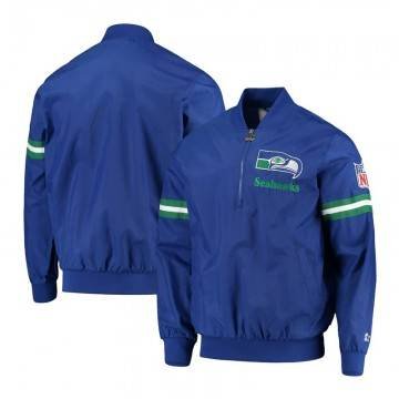 Seattle Seahawks Throwback Jet Half-Zip Blue Jacket Seattle Seahawks Throwback Jet Half-Zip Blue Jacket