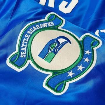 Seattle Seahawks Blue Varsity Satin Jacket Seattle Seahawks Blue Varsity Satin Jacket