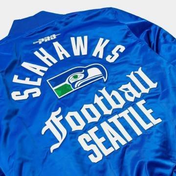 Seattle Seahawks Blue Varsity Satin Jacket Seattle Seahawks Blue Varsity Satin Jacket