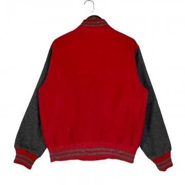 Peanuts Snoopy 90’s Red and Charcoal Varsity Wool Jacket