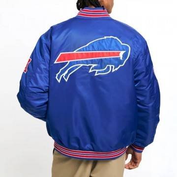 Unisex Buffalo Bills Bomber Blue Satin Jacket Unisex Buffalo Bills Bomber Blue Satin Jacket