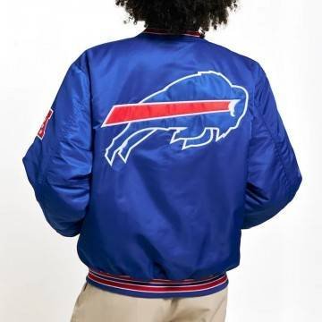 Unisex Buffalo Bills Bomber Blue Satin Jacket Unisex Buffalo Bills Bomber Blue Satin Jacket