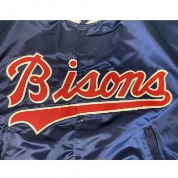 Vintage Buffalo Bisons Baseball Blue Satin Jacket