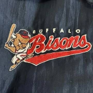 Buffalo Bisons 90s Blue & Red Satin Jacket
