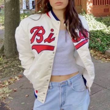 Vintage Buffalo Bisons Baseball White Satin Jacket Vintage Buffalo Bisons Baseball White Satin Jacket
