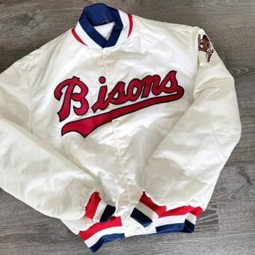 Vintage Buffalo Bisons Baseball White Satin Jacket Vintage Buffalo Bisons Baseball White Satin Jacket