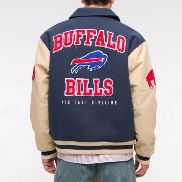 Buffalo Bills Blue & Eggshell Varsity Bomber Jacket