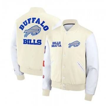 Buffalo Bills Rivalries Eggshell & White Varsity Jacket Buffalo Bills Rivalries Eggshell & White Varsity Jacket