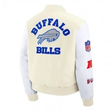 Buffalo Bills Rivalries Eggshell & White Varsity Jacket Buffalo Bills Rivalries Eggshell & White Varsity Jacket