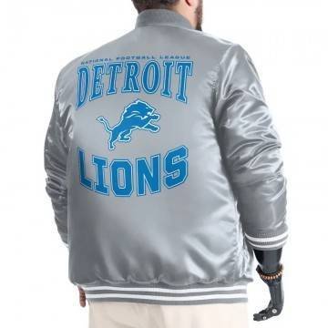Gray Detroit Lions Adaptive Varsity Satin Jacket