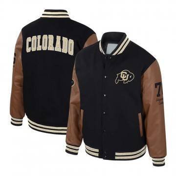 Colorado Buffaloes Black & Brown Letterman Jacket