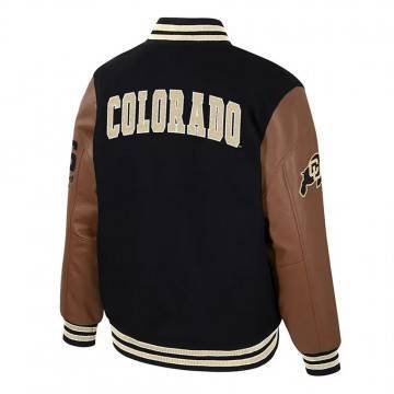 Colorado Buffaloes Black & Brown Letterman Jacket