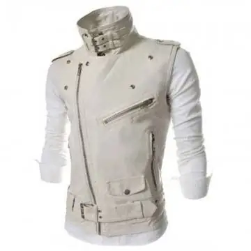 Men's Leather Biker Vest...