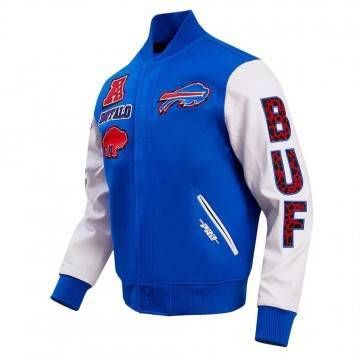 Royal/White Buffalo Bills Animal Print Varsity Jacket Royal/White Buffalo Bills Animal Print Varsity Jacket