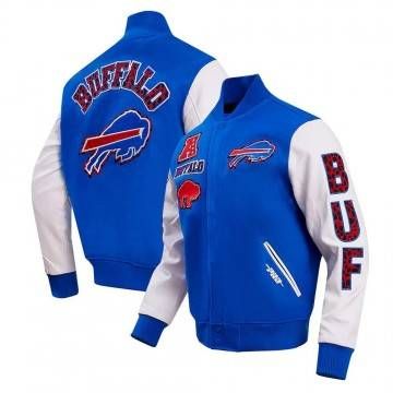 Royal/White Buffalo Bills Animal Print Varsity Jacket Royal/White Buffalo Bills Animal Print Varsity Jacket