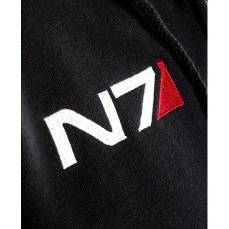 Men's N7 Jacket Mass 3 Commander Shepard Costume Cosplay Black Biker Hoodie