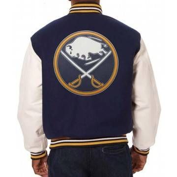 Buffalo Sabres Blue and White Two-Tone Varsity Jacket