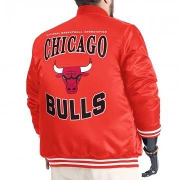 Chicago Bulls Adaptive Bold Logo Orange Varsity Satin Jacket