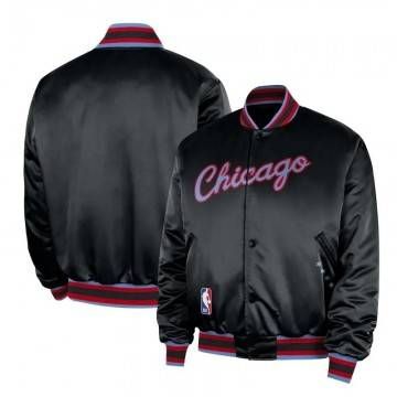 Chicago Bulls Remix Courtside Black Bomber Jacket