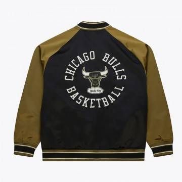 Black/Olive Chicago Bulls Double Clutch Satin Jacket