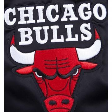 Chicago Bulls Script Tail Black Satin Jacket Chicago Bulls Script Tail Black Satin Jacket