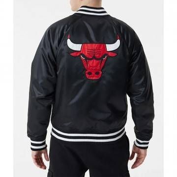 Chicago Bulls NBA Bomber Black Satin Jacket