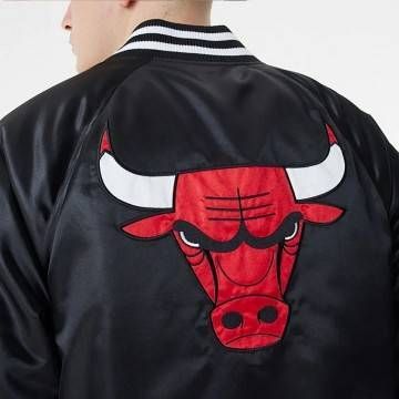 Chicago Bulls NBA Bomber Black Satin Jacket