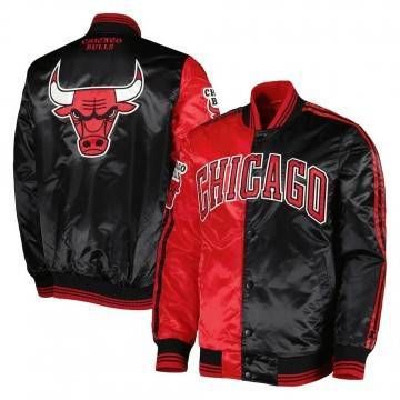 Fast Break Chicago Bulls Red/Black Satin Jacket