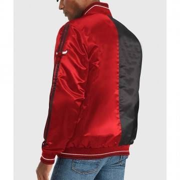Chicago Bulls Varsity Black and Red Satin Jacket