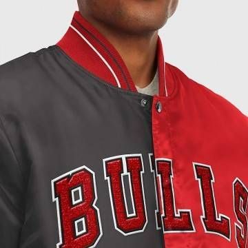Chicago Bulls Varsity Black and Red Satin Jacket