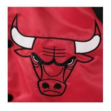 Starter Chicago Bulls Red and Black Point Guard Satin Varsity Jacket