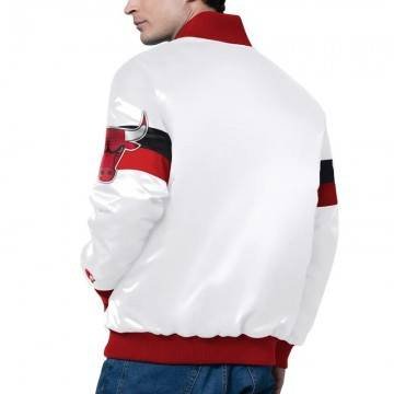 Chicago Bulls White Varsity Satin Jacket