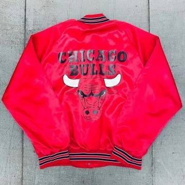 1990 Chicago Bulls Locker Line Red Satin Jacket