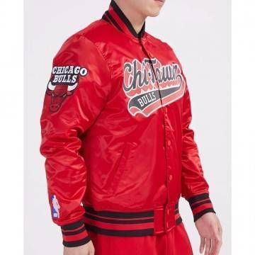 Chicago Bulls Script Tail Red Satin Jacket Chicago Bulls Script Tail Red Satin Jacket