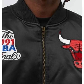Chicago Bulls Flight Black Satin Jacket