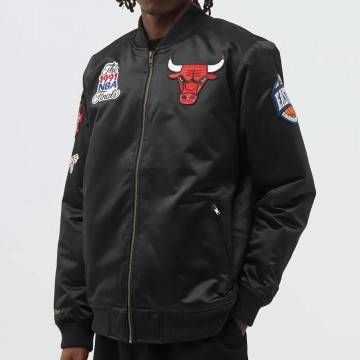Chicago Bulls Flight Black Satin Jacket