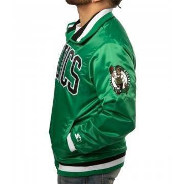 Boston Celtics Green Satin Varsity Bomber Jacket Boston Celtics Green Satin Varsity Bomber Jacket