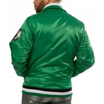 Boston Celtics Green Satin Varsity Bomber Jacket Boston Celtics Green Satin Varsity Bomber Jacket