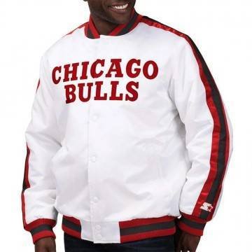 Chicago Bulls D-Line White Satin Jacket
