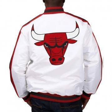 Chicago Bulls D-Line White Satin Jacket
