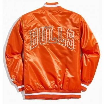 Chicago Bulls Orange Satin Bomber Jacket