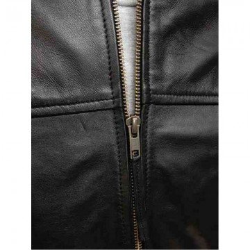 Mens Black Classic Elegant Real Leather Bomber Jacket