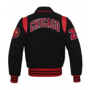Chicago Bulls Black Varsity Jacket with Sailor Collar