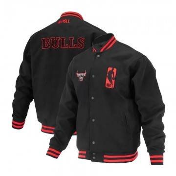 Chicago Bulls Logoman Shadow Black Varsity Jacket Chicago Bulls Logoman Shadow Black Varsity Jacket