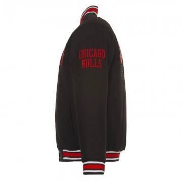 Chicago Bulls Black Full-Snap Varsity Wool Jacket